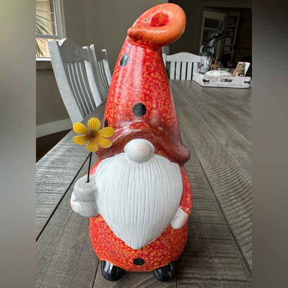 Whimsical Ladybug Garden Gnome Holding a Flower Indoor/Outdoor Use. - Picture 1 of 7